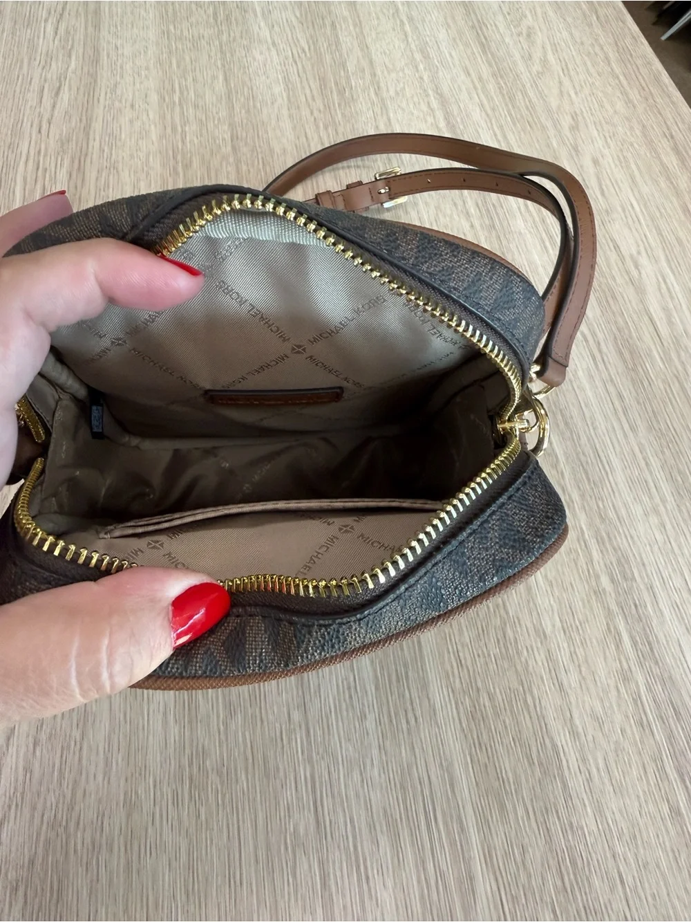 Michael Kors Brown Logo Monogram Crossbody Bag